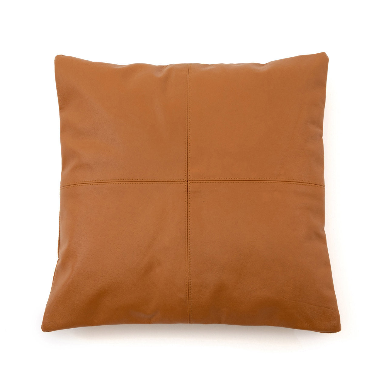 Four Panel Leather Kussenhoes Camel 40x40